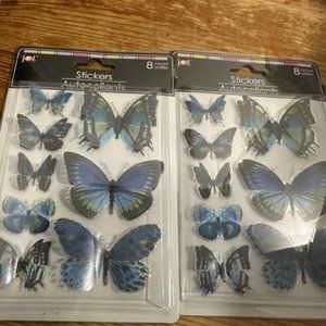 5 packs of blue popup dimensional craft butterfly stickers